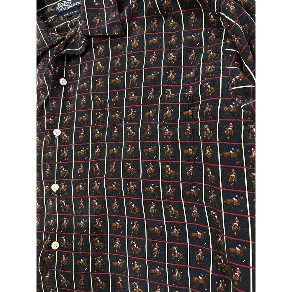 Polo Ralph Lauren Rare VTG Equestrian Horse Long Sleeve Button Up Shirt Men’s L